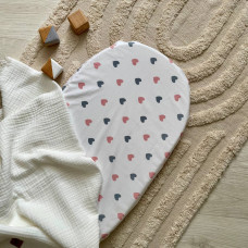 Простирадло у візочок Сердечка сіро-пудрова