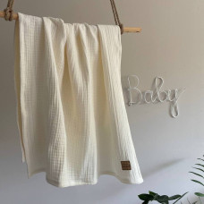 Плед муслін жатка вершковий без бахроми