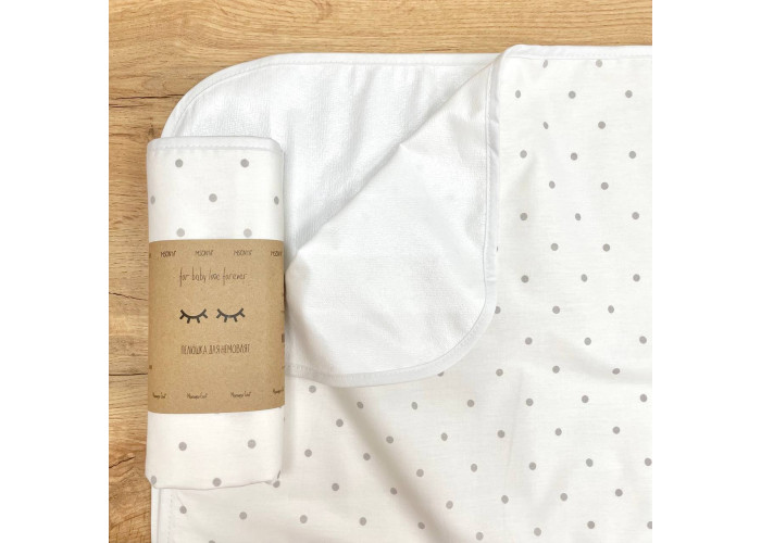Непромокаюча пелюшка Поплін/Мембрана Горошок сірий на білому