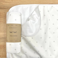 Непромокаюча пелюшка Поплін/Мембрана Зірка розсип сіра на білому 45х75