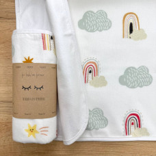 Непромокаюча пелюшка Фланель/Мембрана Веселки в хмаринках мята