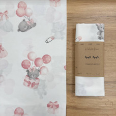 Пелюшка бязь Ведмедик на повітряній кульці пудра