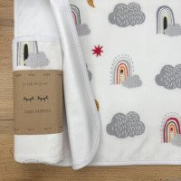 Непромокаюча пелюшка Фланель/Мембрана Веселки в хмаринках сіра