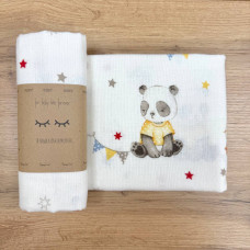 Пелюшка фланель Панди з іграшками бежеві