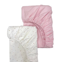 Простирадло дитяче 2шт 90х200 поплін рожевий+сердечка пудра-ліла
