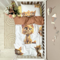 Комплект постільної білизни підліток 1,5 Руді коти/теракот (підковдра+наволочка)