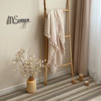 Плед муслін жатка бежевий з бахромою