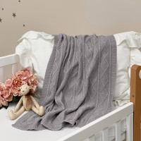 Плед бавовна Ромб/Коса сірий