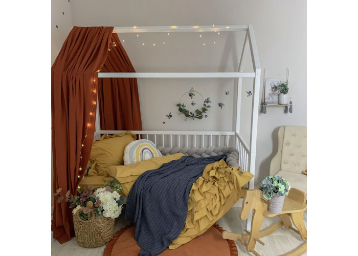 Комплект постільної білизни підліток варена бавовна з рюшем гірчиця