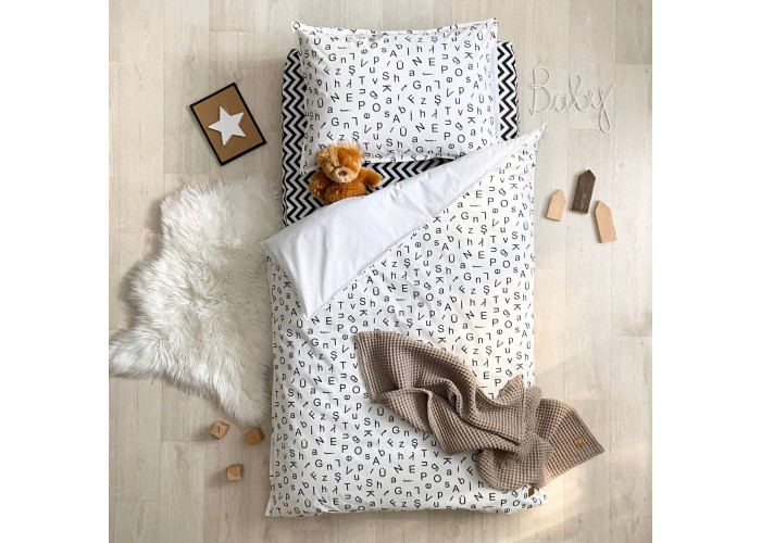 Комплект постільної білизни ясла поплін Літери чорні