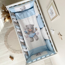 Комплект постільної білизни для новонародженого Kids toys Ведмедик хлопчик блакитний NEW2