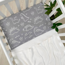 Наволочка поплін 40 х 60 Діно на сірому 370000