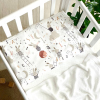 Наволочка поплін 40 х 60 Зайці на драбинці бежеві 370000