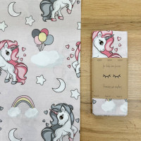 Пелюшка бязь Єдинороги в хмаринках на рожевому 80х100 +/- 2 см