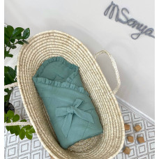 Плед-конверт муслін з рюшем малахіт