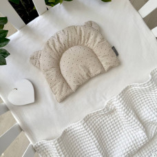 Подушка з вушками поплін Крапка на бежевому (130046)