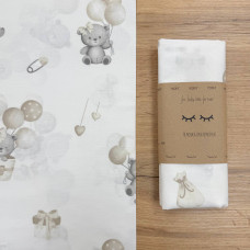 Пелюшка бязь Ведмедик на повітряній кульці капучино