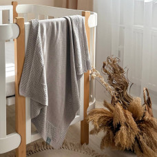 Плед вязаний Рогожка new сірий