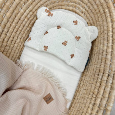 Подушка з вушками муслін Ведмедики і крапки