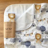 Непромокаюча пелюшка Поплін/Мембрана Леви з машинками сині 45х75