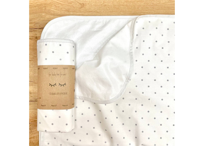 Непромокаюча пелюшка Поплін/Мембрана Горошек графит на белом