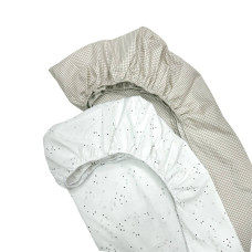 Простирадло дитяче поплін 2шт 80х160 Клякси сіро-бежеві+клітинка бежева