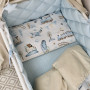 Комплект постільної білизни для новонародженого Baby Mix Паровозики, колір блакитний