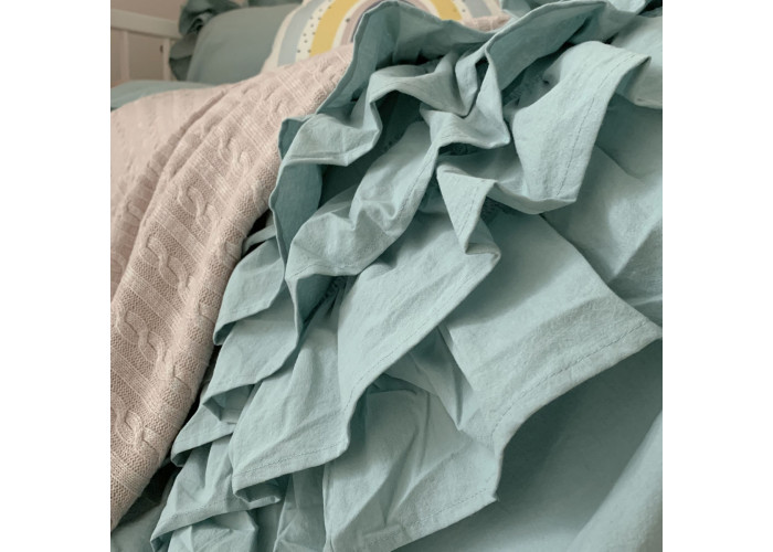 Комплект постільної білизни підліток варена бавовна з рюшем мята