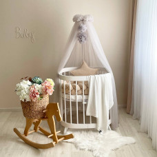 Балдахін з помпонами світло-сірий