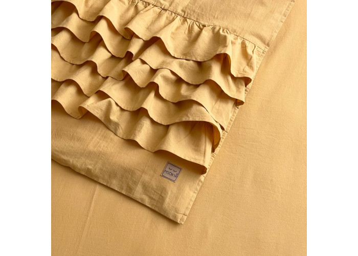 Комплект постільної білизни ясла варена бавовна з рюшем гірчиця