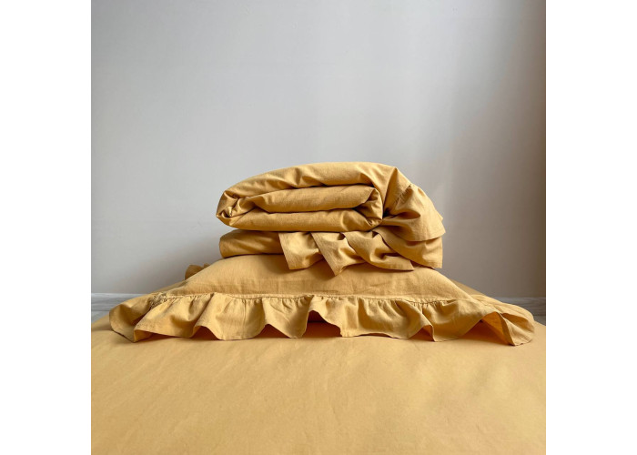 Комплект постільної білизни ясла варена бавовна з рюшем гірчиця