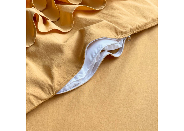 Комплект постільної білизни ясла варена бавовна з рюшем гірчиця