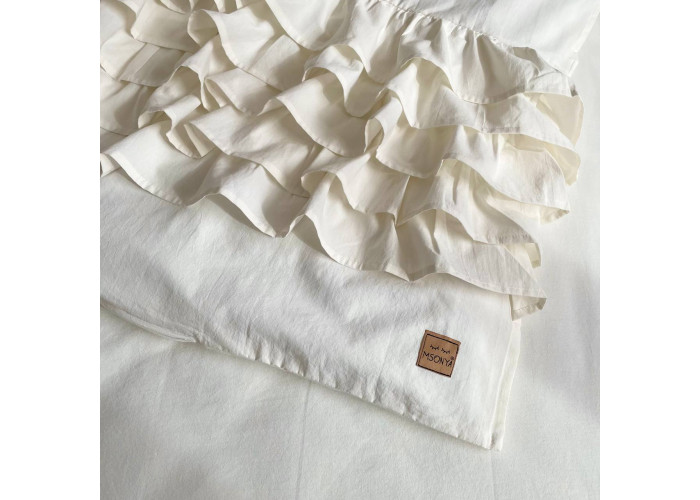 Комплект постільної білизни дитячий варена бавовна з рюшем молочний