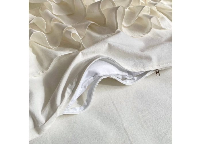 Комплект постільної білизни дитячий варена бавовна з рюшем молочний