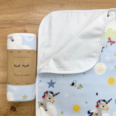 Пелюшка непромокаюча фланель Єдиноріг на блакитному