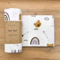 Пелюшка фланель Ведмедики, веселки ліла