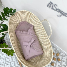 Плед-конверт муслін з рюшем пудра