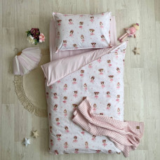 Комплект постільної білизни дитячий поплін Танцівниці на рожевому