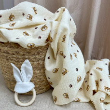 Пелюшка муслін Звірятка тигренята на айворі