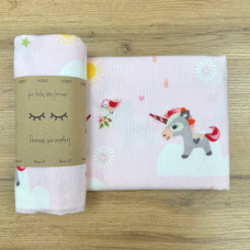 Пелюшка фланель Єдиноріг на рожевому