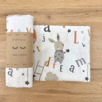 Пелюшка фланель Зайці на драбинці бежевий