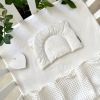 Подушка з вушками поплін Горох пудра на білому (130046)