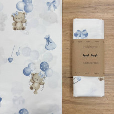 Пелюшка бязь Ведмедик на повітряній кульці блакитний