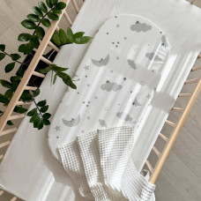 Простирадло у візочок Хмаринки сірі з місяцем