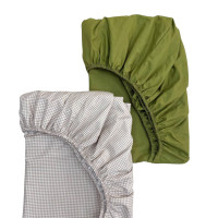 Простирадло дитяче 2шт 90х200 поплін клітинка бежева+олива