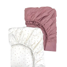 Простирадло дитяче 2шт 90х200 поплін брусничний+сердечка пудра/ліла