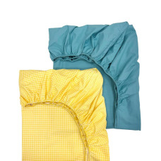Простирадло дитяче 2шт 90х200 поплін клітинка жовта+аквамарин