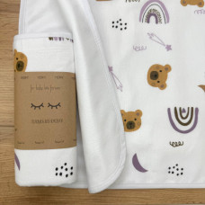 Непромокаюча пелюшка Фланель/Мембрана Ведмедик, веселка ліла