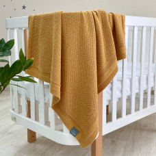 Плед бавовна Рогожка гірчиця