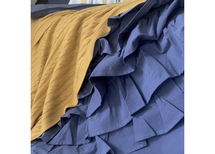 Комплект постільної білизни підліток варена бавовна з рюшем синій